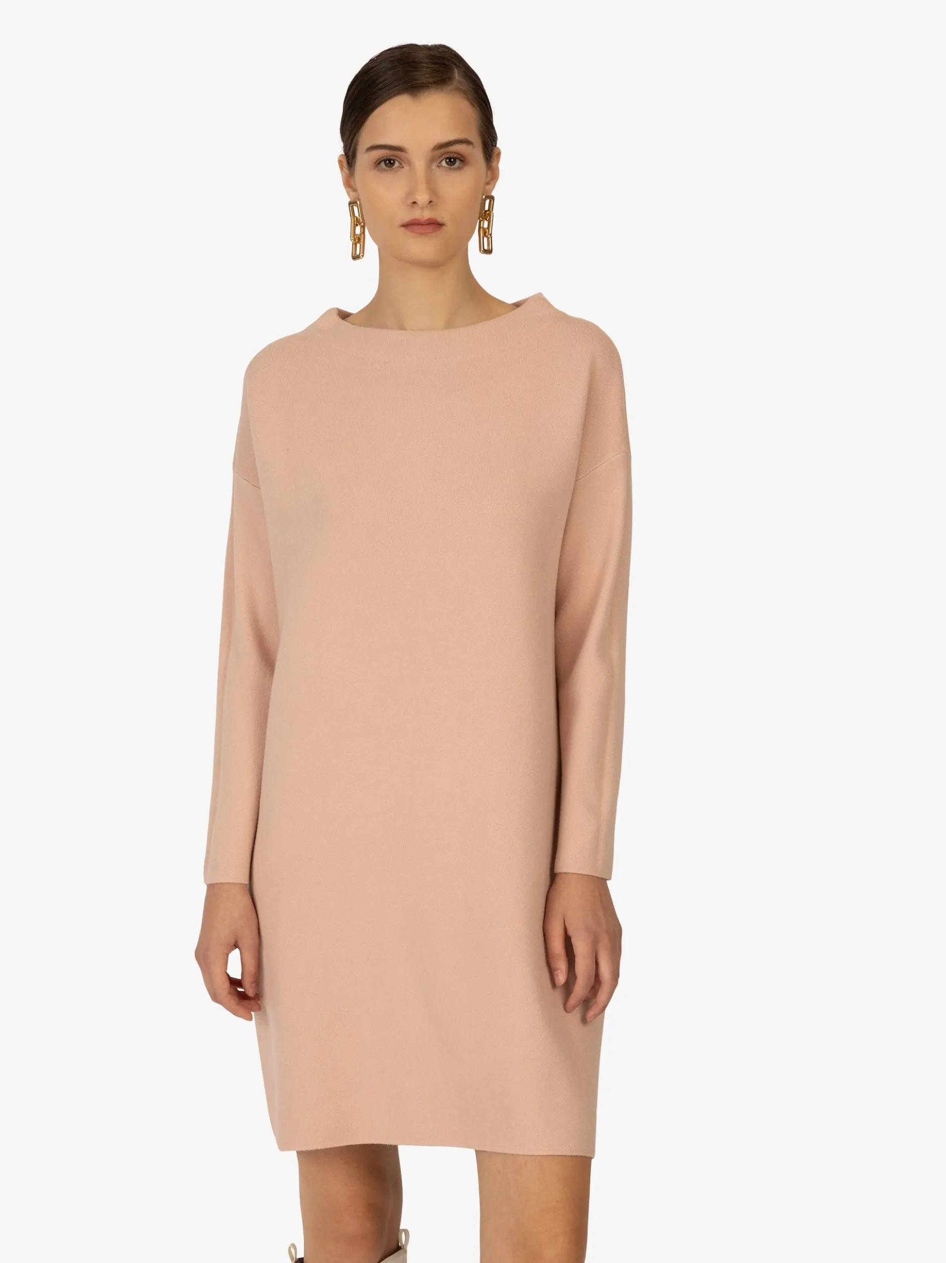 Kraimod Damen Strickkleid in rosa - Ausschnitt: U-Boot