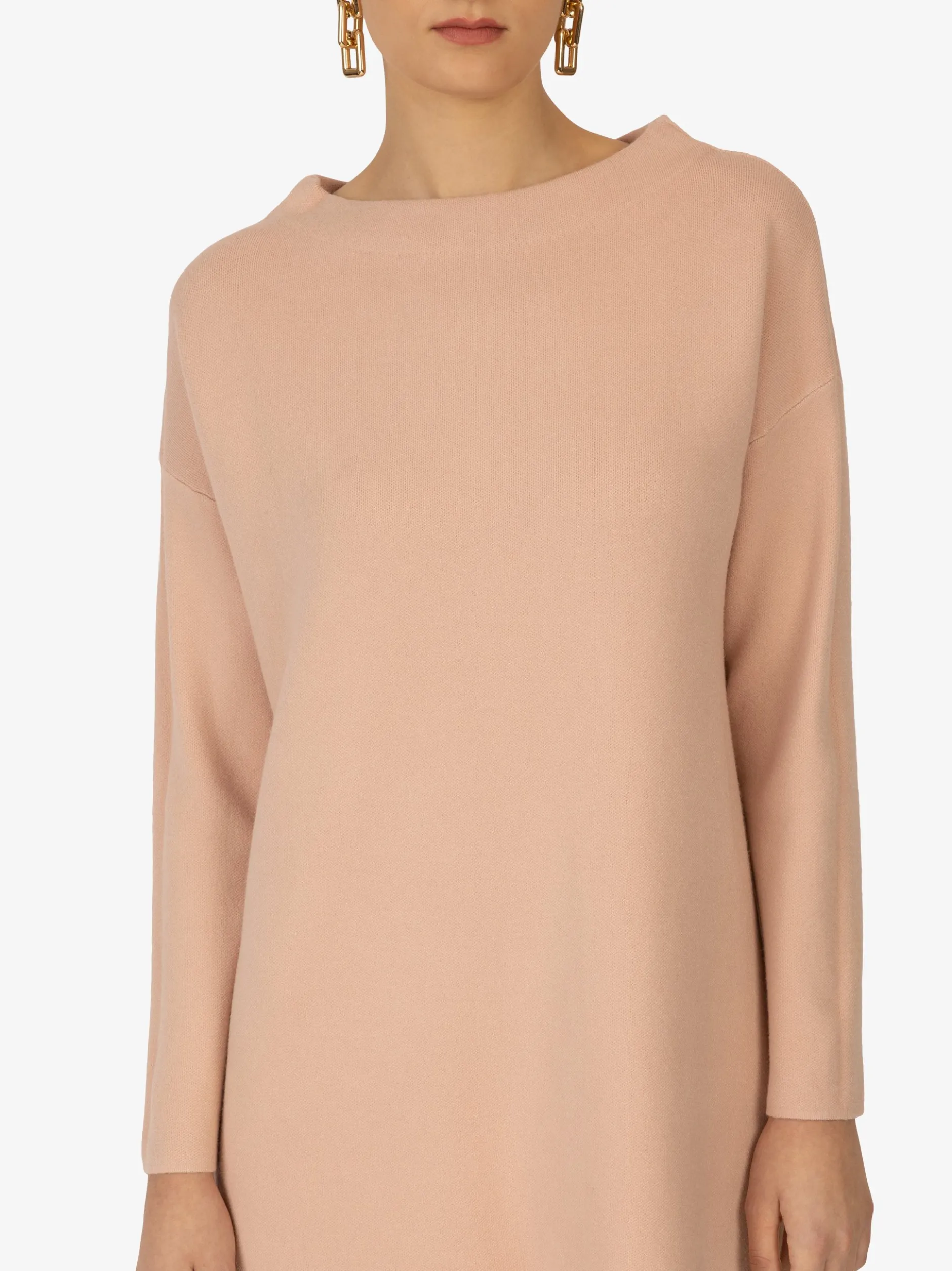 Kraimod Damen Strickkleid in rosa - Ausschnitt: U-Boot