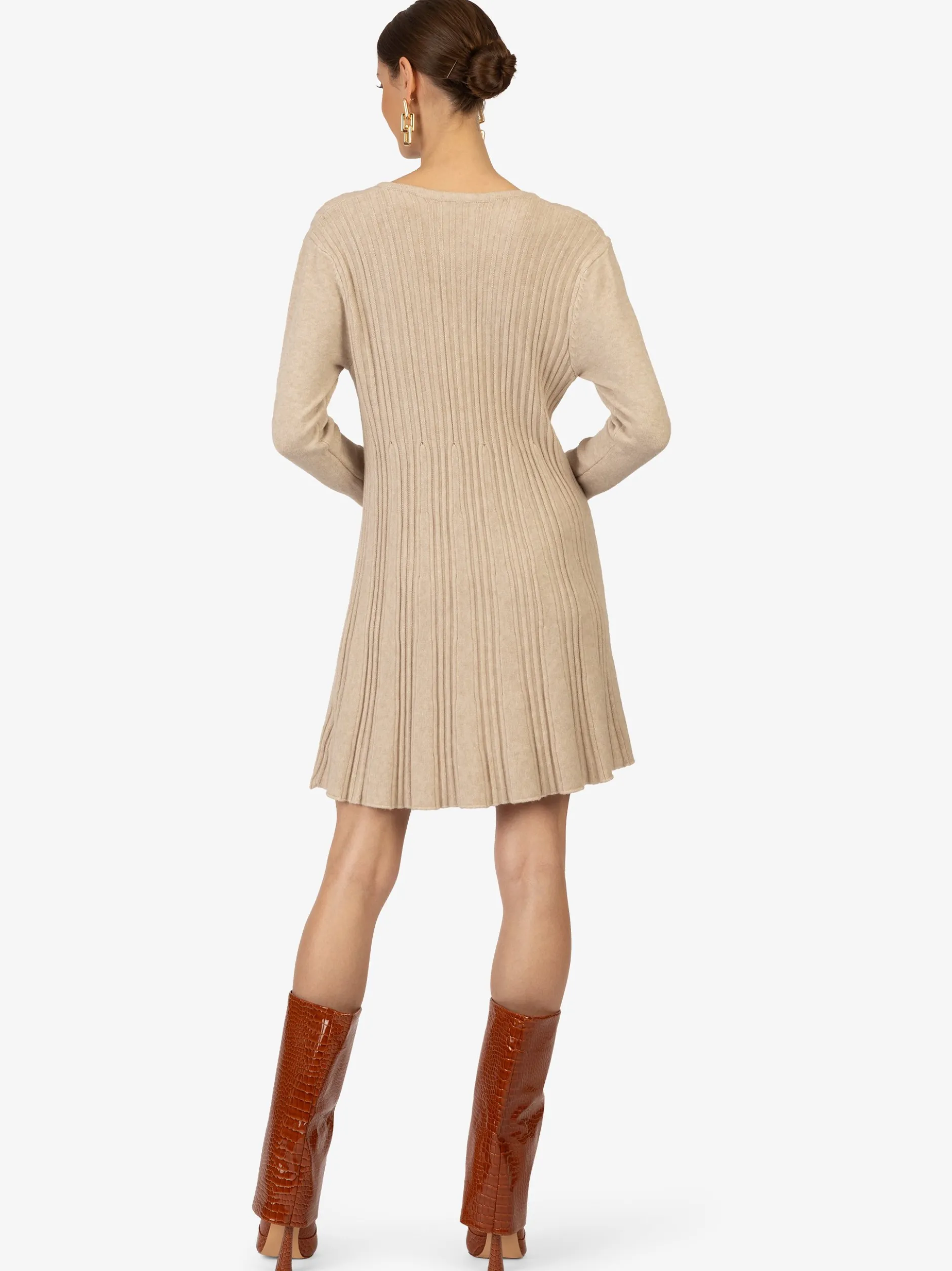 Kraimod Damen Strickkleid in beige - Ärmel: langarm