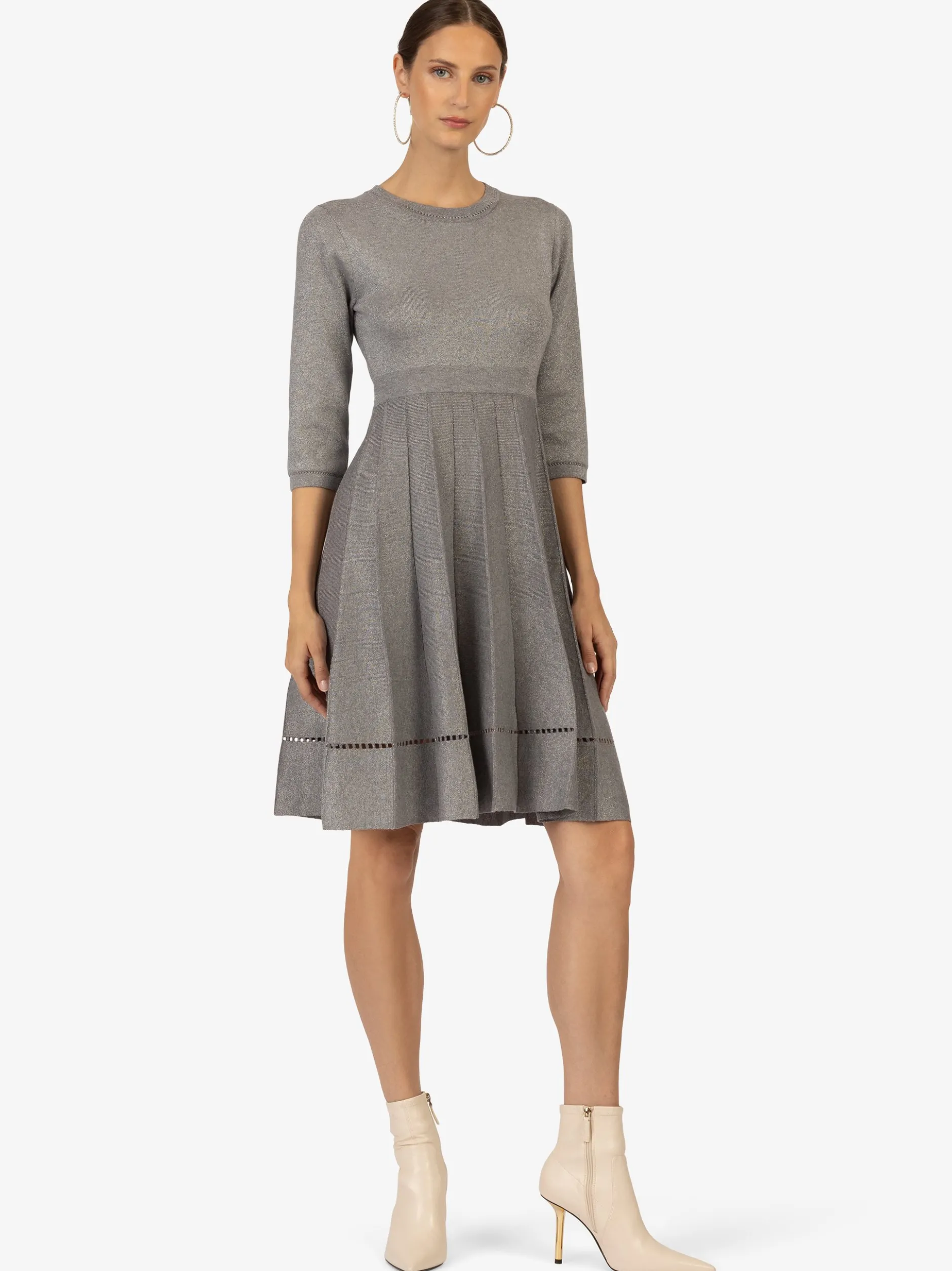 Kraimod Damen Strickkleid in grau - Ausschnitt: U-Boot