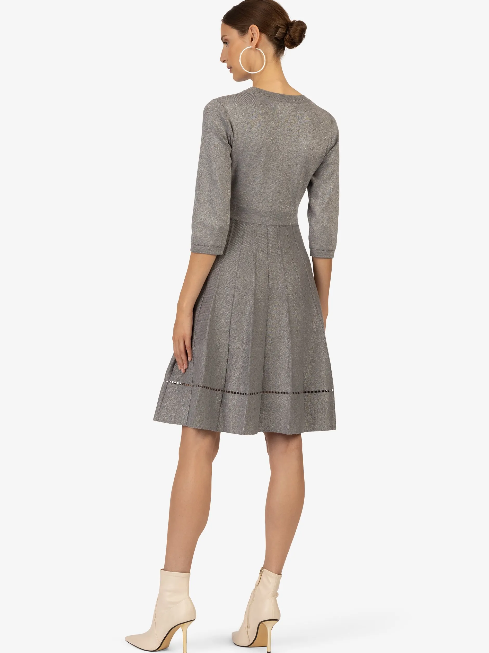 Kraimod Damen Strickkleid in grau - Ausschnitt: U-Boot