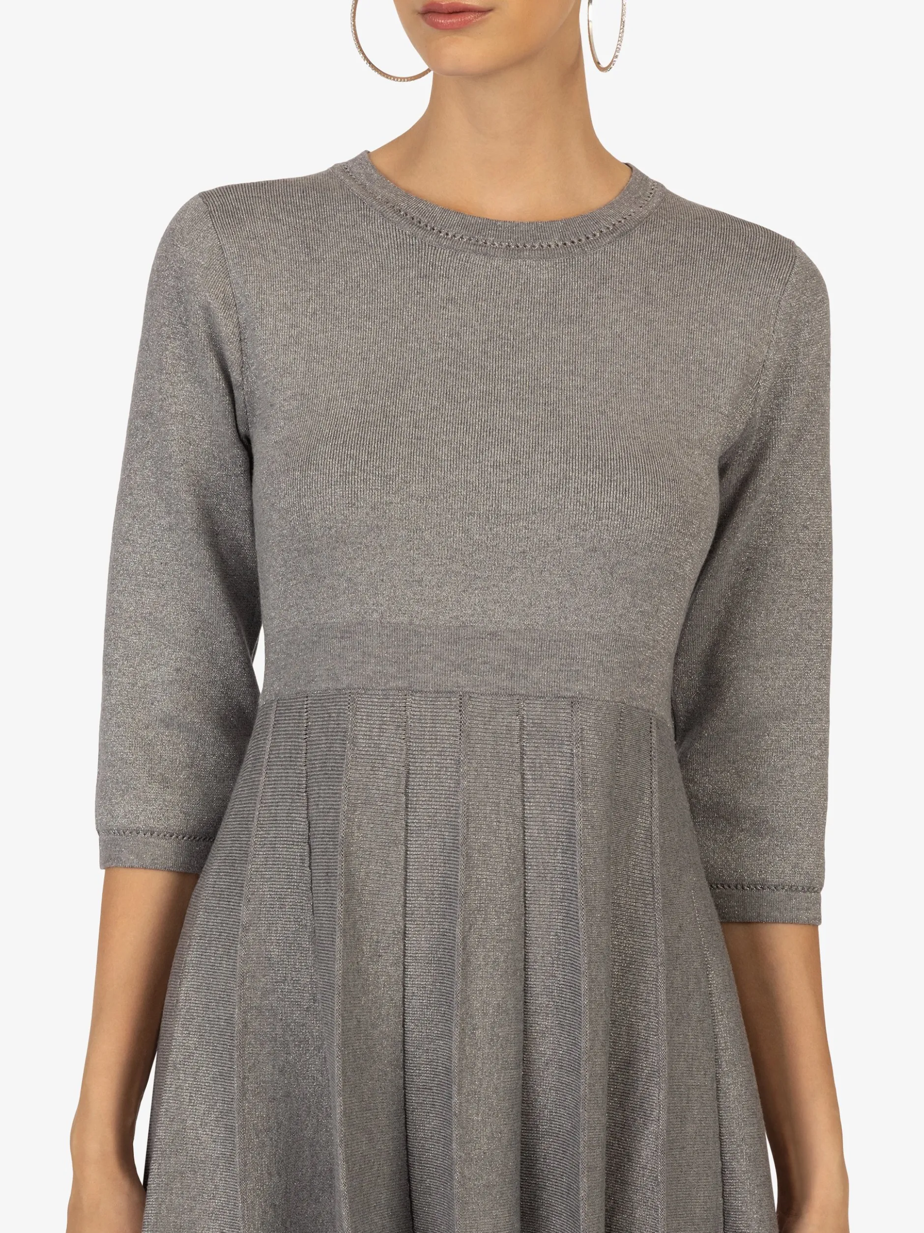 Kraimod Damen Strickkleid in grau - Ausschnitt: U-Boot