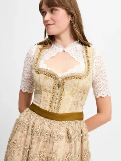 Krüger Dirndl Damen Dirndl in gold - Ausschnitt: Karree