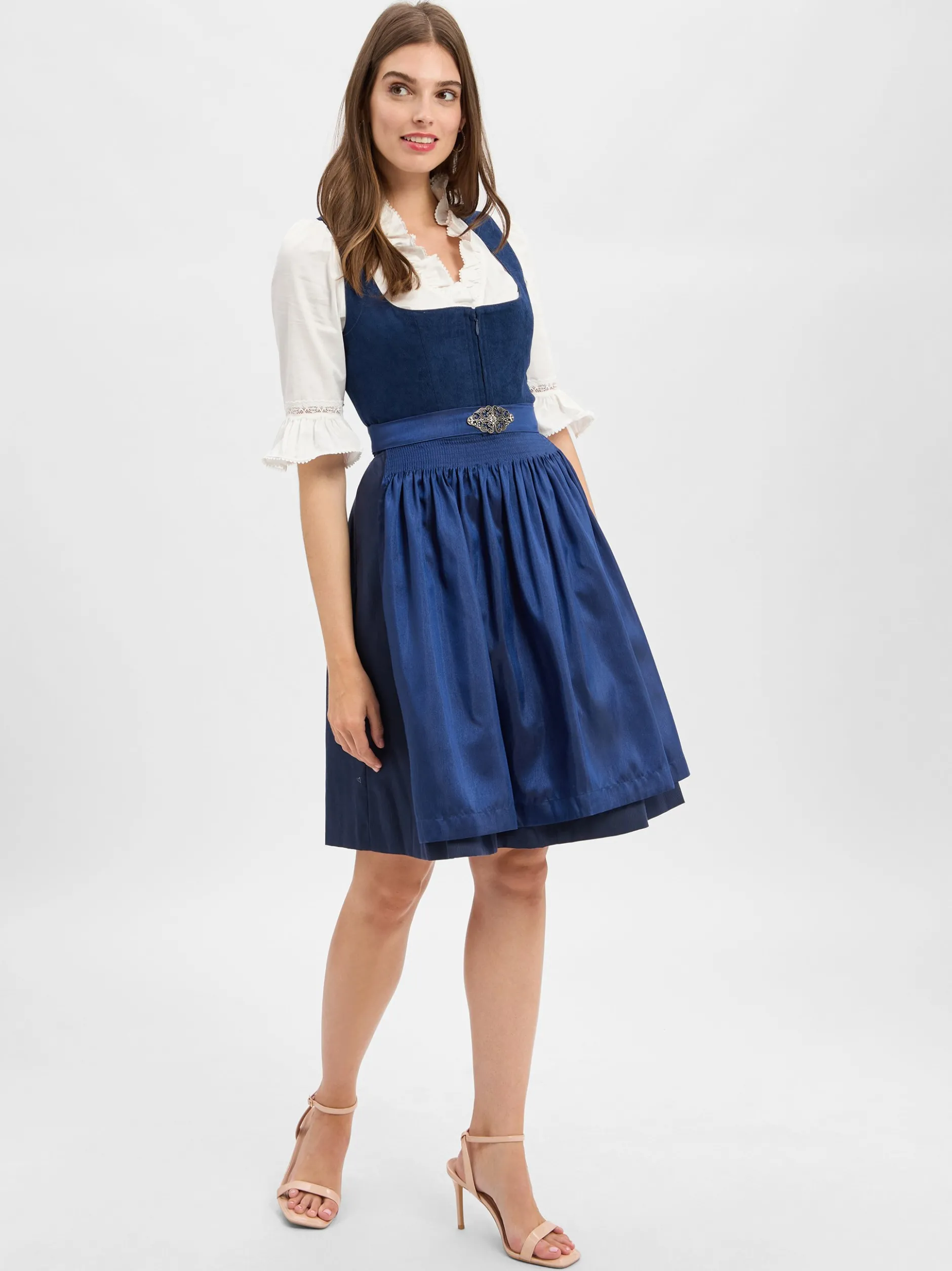 Krüger Dirndl Damen Dirndl in indigo - Ärmel: ohne Arm