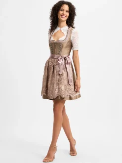 Krüger Dirndl Damen Dirndl in mocca - Ausschnitt: Karree