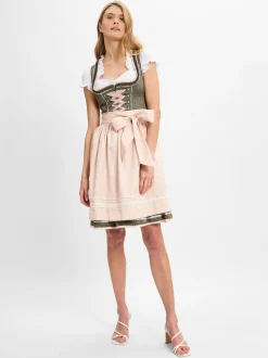 Krüger Dirndl Damen Dirndl in oliv - Ärmel: ohne Arm