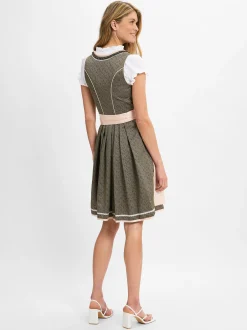 Krüger Dirndl Damen Dirndl in oliv - Ärmel: ohne Arm