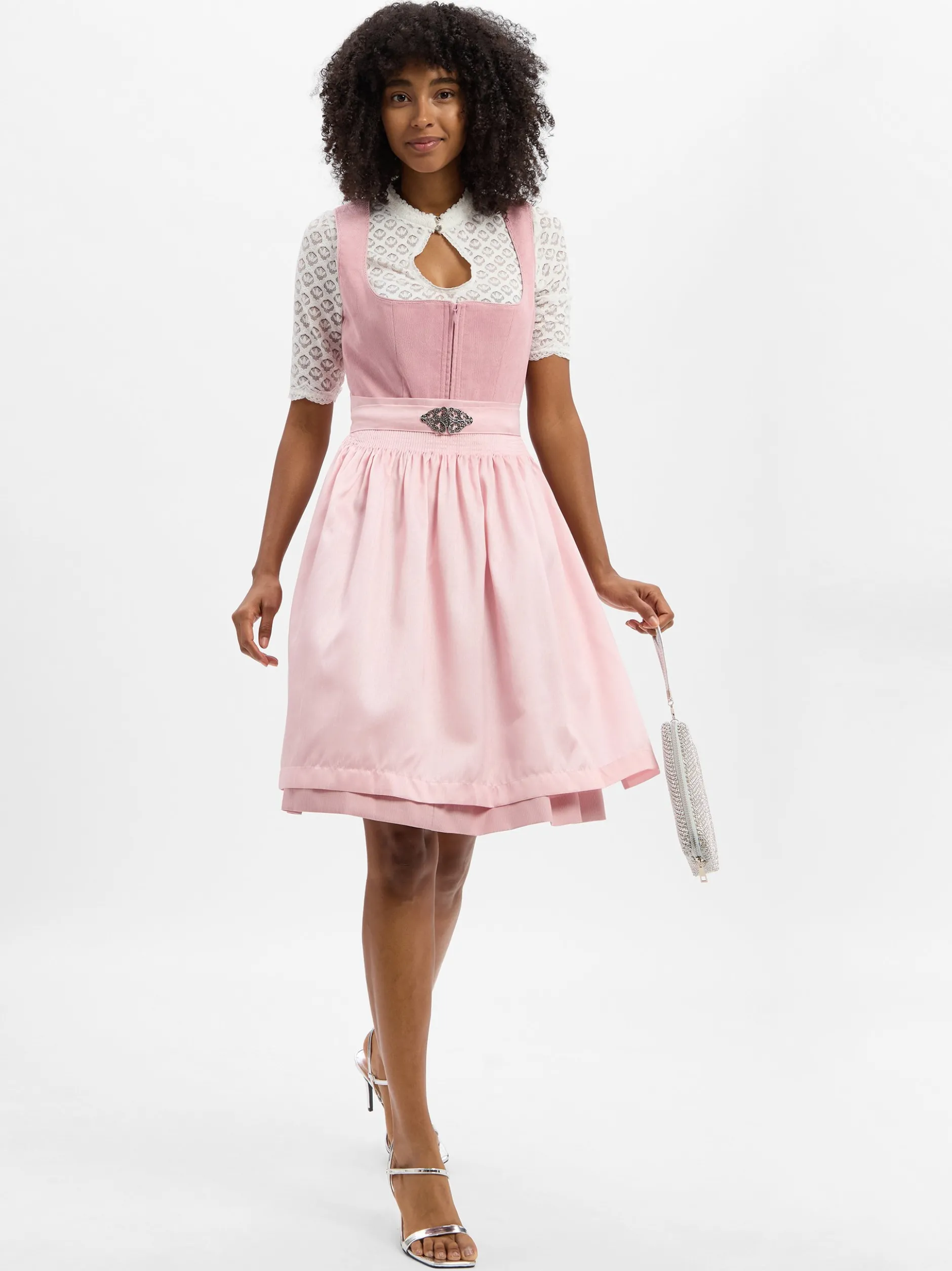 Krüger Dirndl Damen Dirndl in rosa - Ausschnitt: Karree
