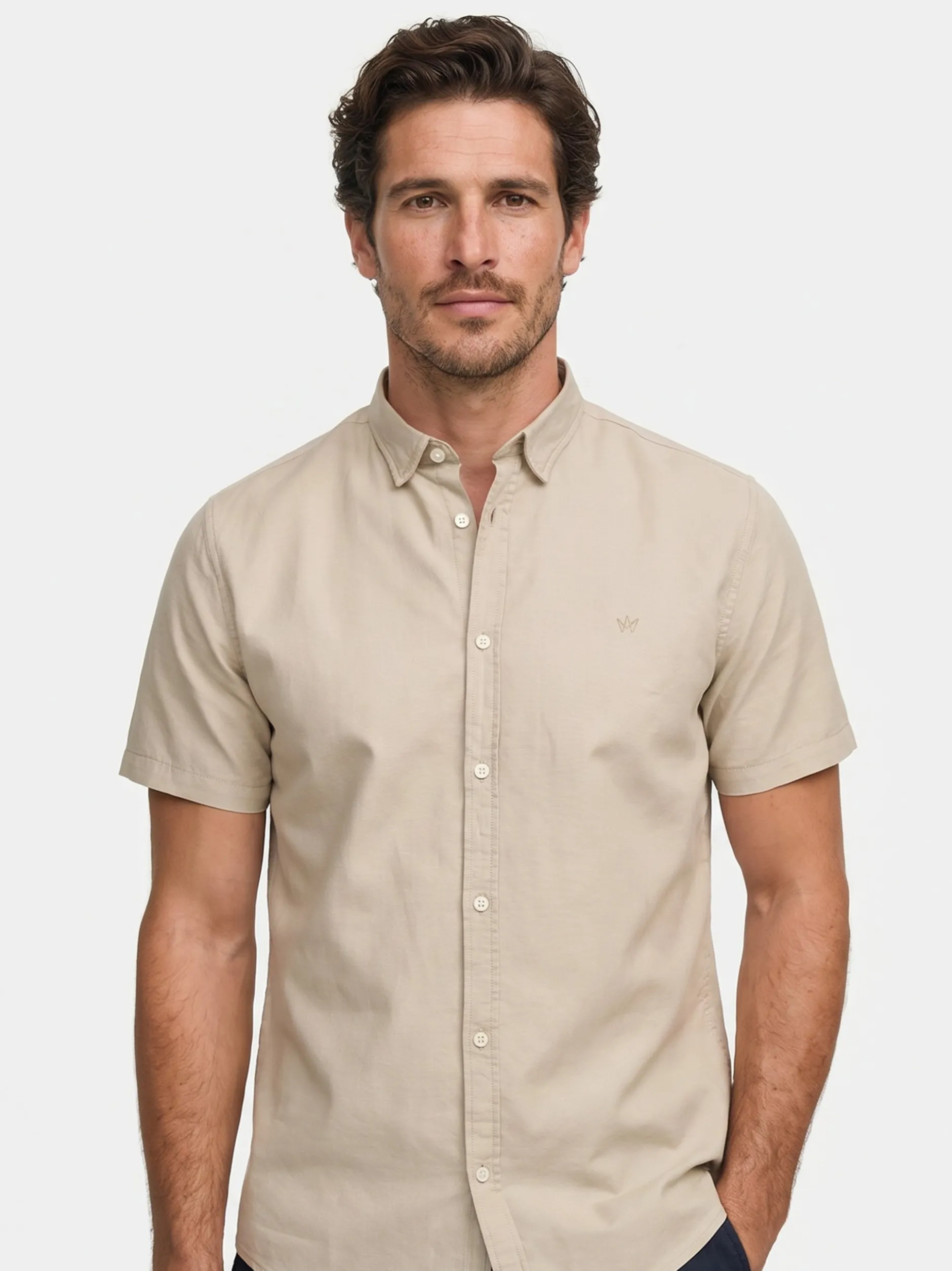 Kronstadt Herren Hemd Kurzarm - KSAsk in sand beige