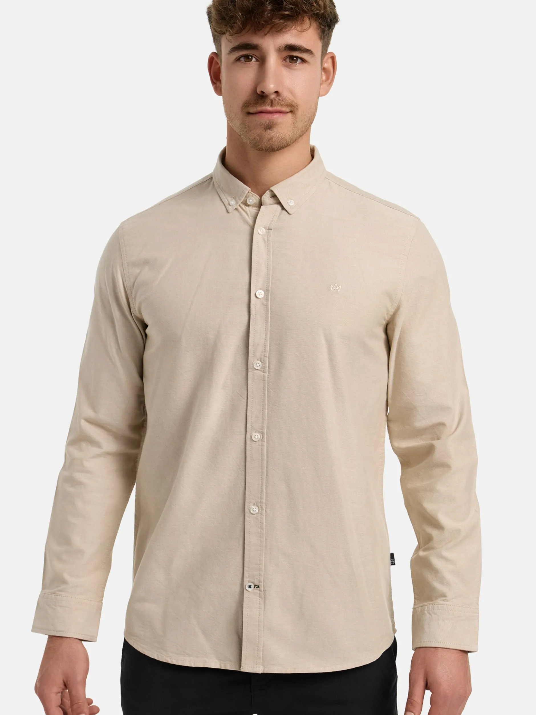 Kronstadt Herren Hemd Langarm - KSJohan Oxford in beige camel