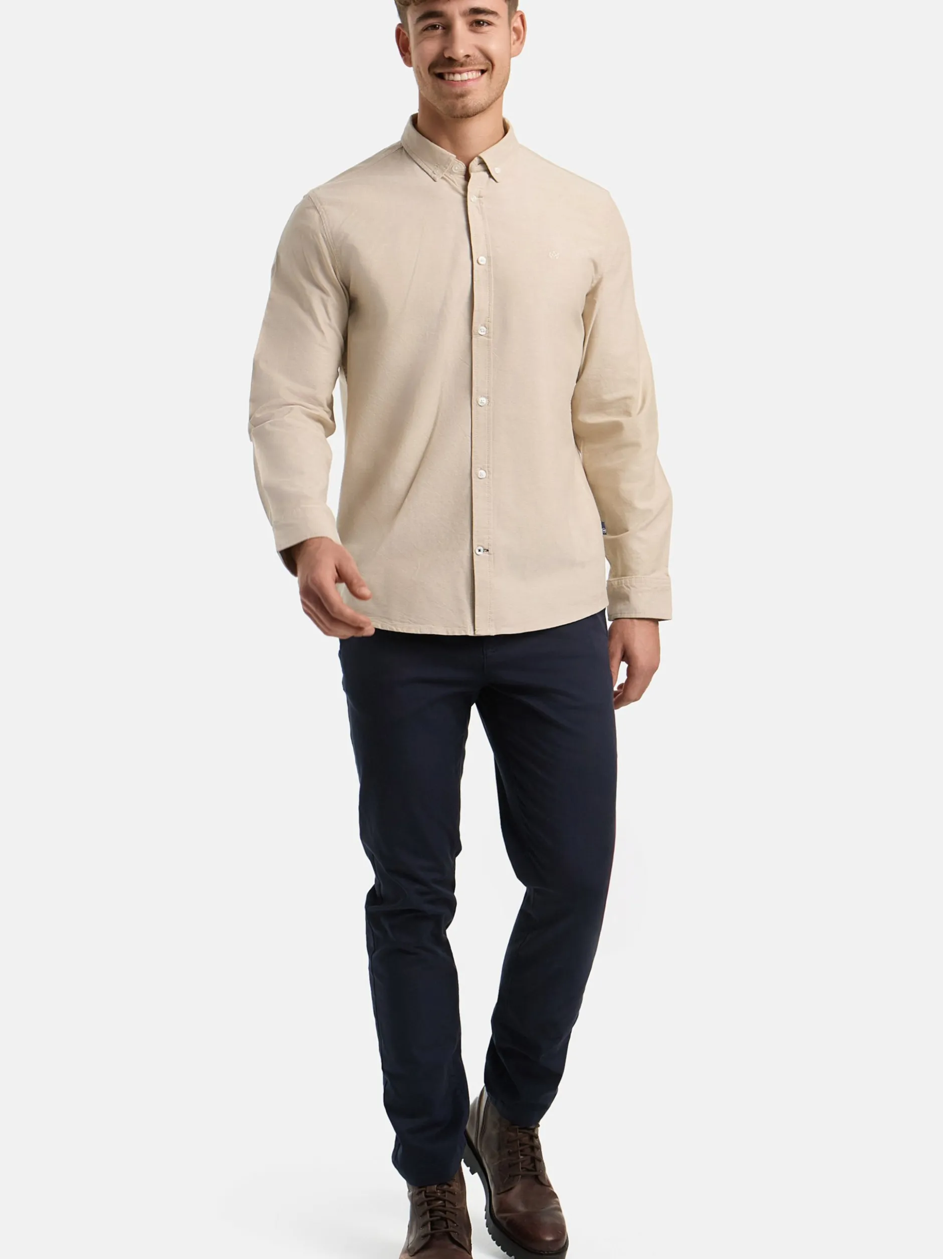 Kronstadt Herren Hemd Langarm - KSJohan Oxford in beige camel