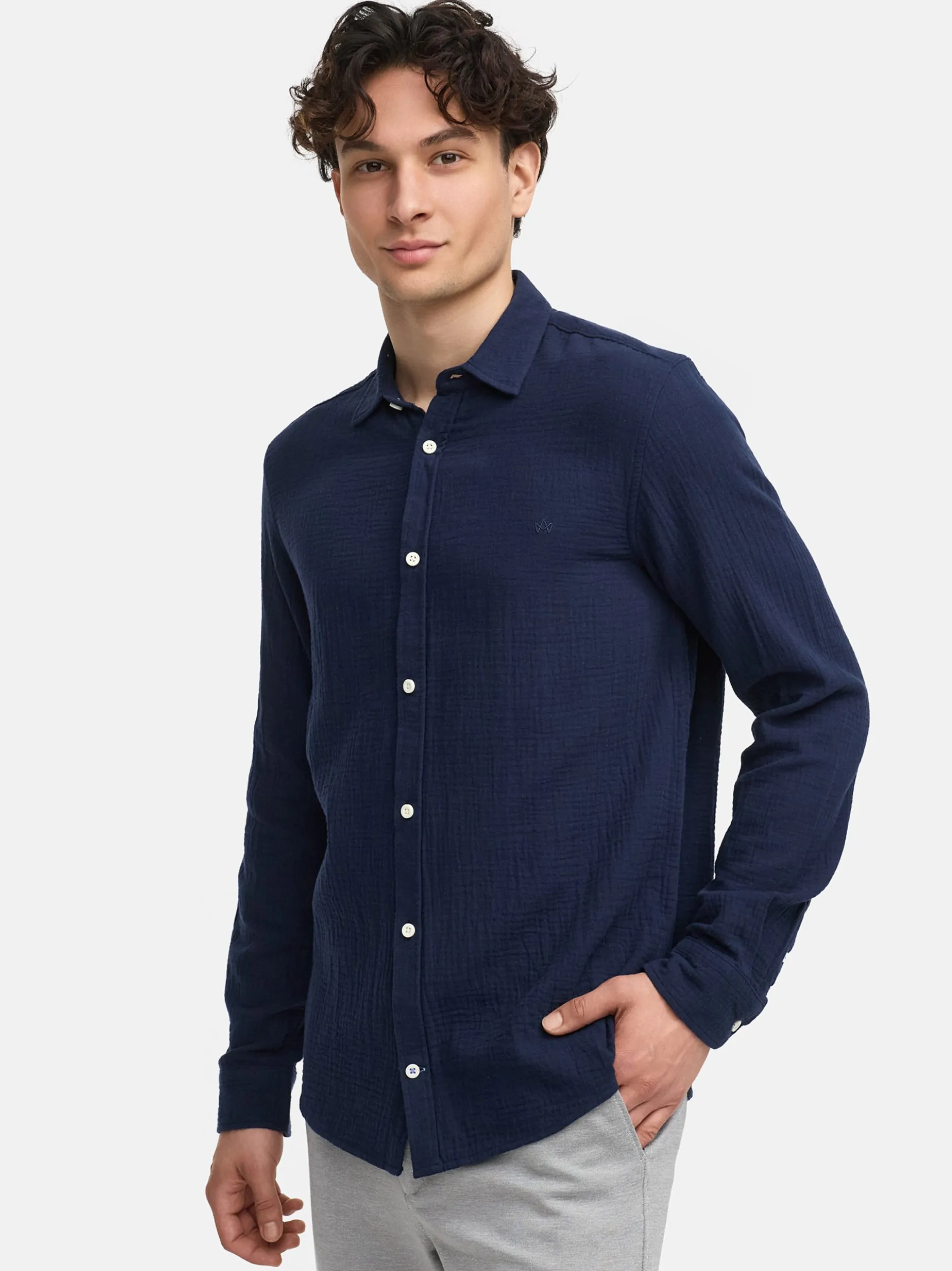 Kronstadt Herren Hemd Langarm - KSAvery in blau