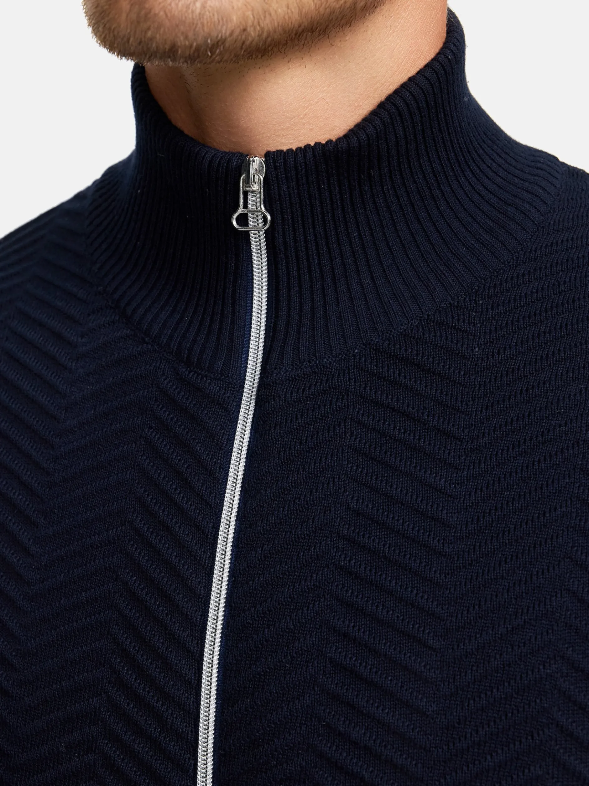 Kronstadt Herren Strickjacke - KSCarlo Zip in blau