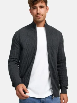 Kronstadt Herren Strickjacke - KSCarlo Zip in anthrazit