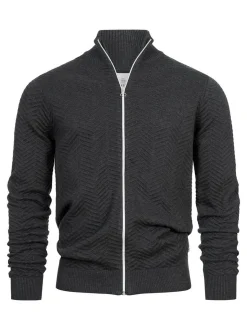 Kronstadt Herren Strickjacke - KSCarlo Zip in anthrazit