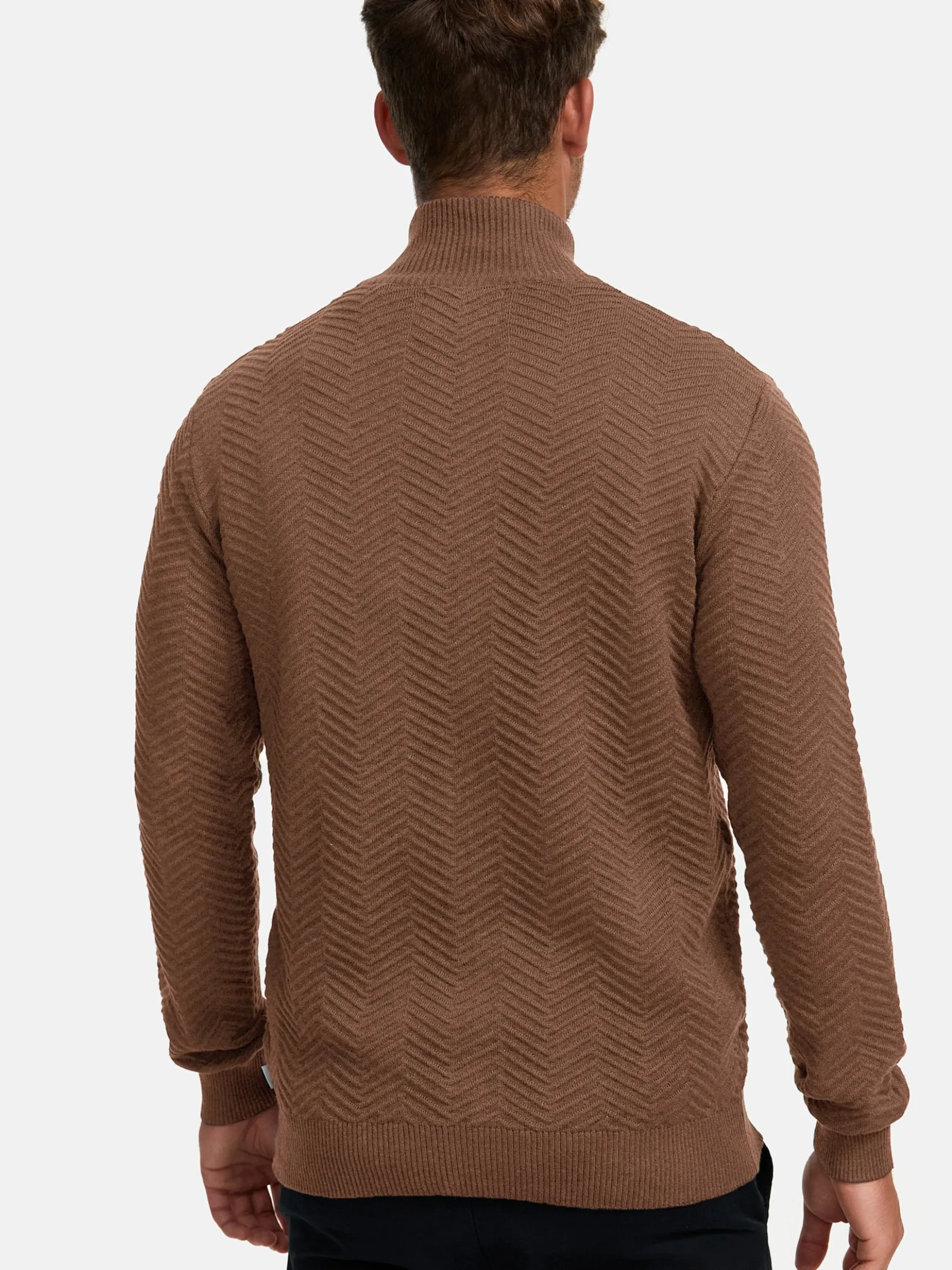 Kronstadt Herren Strickjacke - KSCarlo Zip in braun