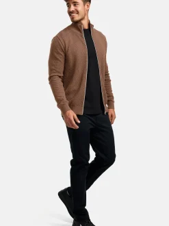 Kronstadt Herren Strickjacke - KSCarlo Zip in braun