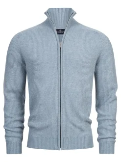 Kronstadt Herren Strickjacke - KSDorsey zip cardigan knit in hellblau blau