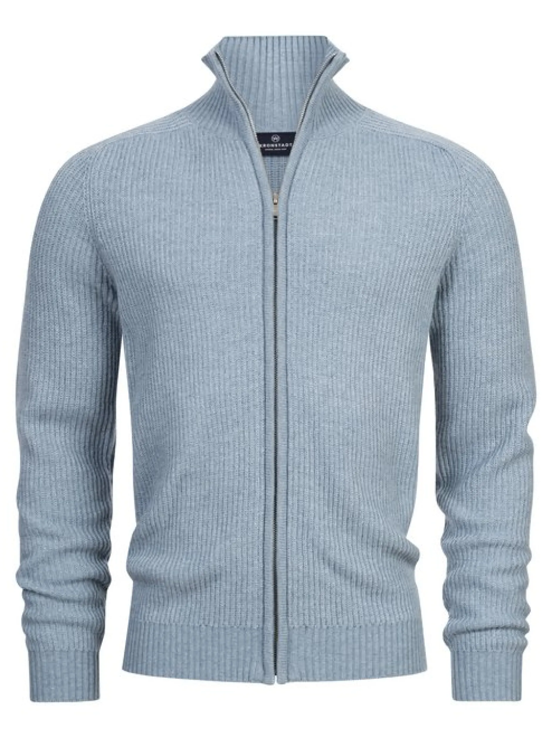 Kronstadt Herren Strickjacke - KSDorsey zip cardigan knit in hellblau blau