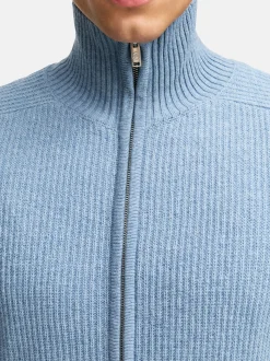 Kronstadt Herren Strickjacke - KSDorsey zip cardigan knit in hellblau blau