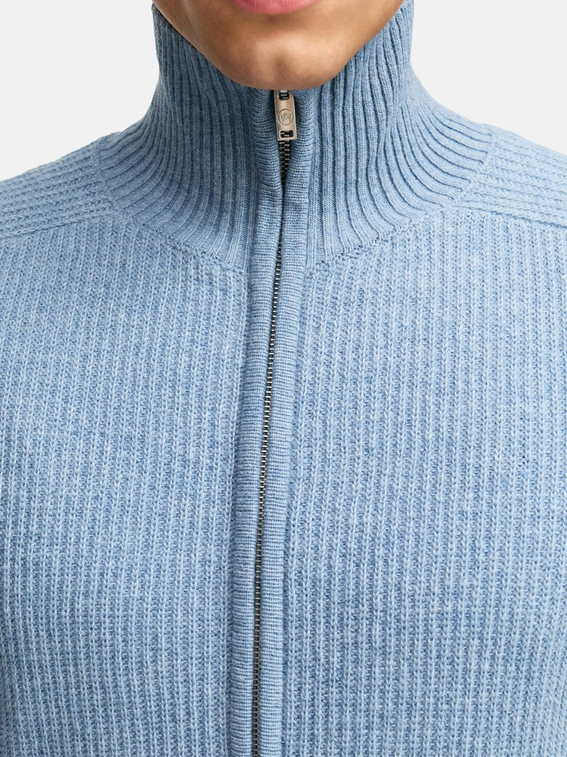 Kronstadt Herren Strickjacke - KSDorsey zip cardigan knit in hellblau blau