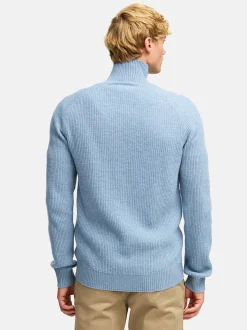 Kronstadt Herren Strickjacke - KSDorsey zip cardigan knit in hellblau blau