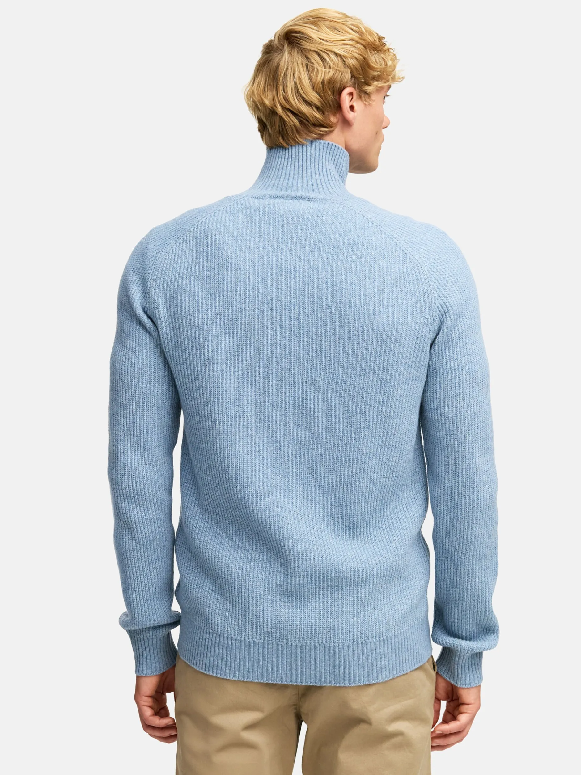 Kronstadt Herren Strickjacke - KSDorsey zip cardigan knit in hellblau blau
