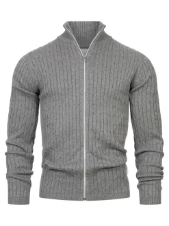 Kronstadt Herren Strickjacke - KSCable Zip in hellgrau