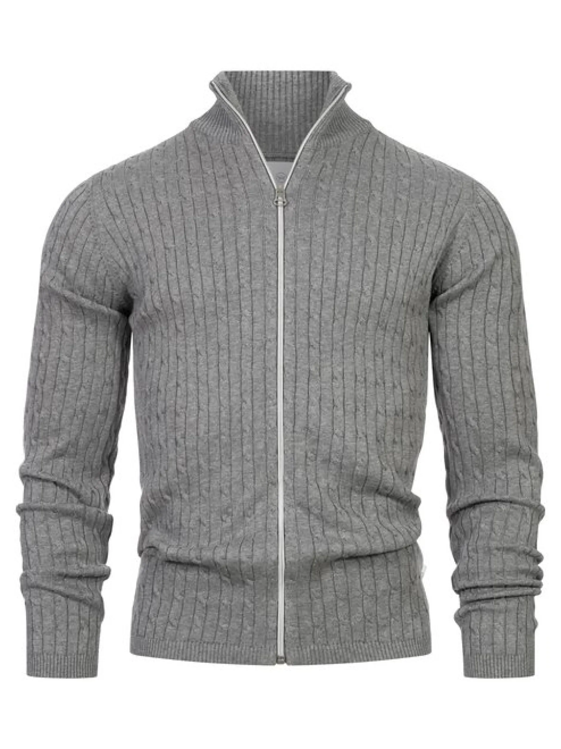 Kronstadt Herren Strickjacke - KSCable Zip in hellgrau