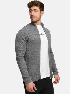 Kronstadt Herren Strickjacke - KSCable Zip in hellgrau