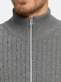 Kronstadt Herren Strickjacke - KSCable Zip in hellgrau