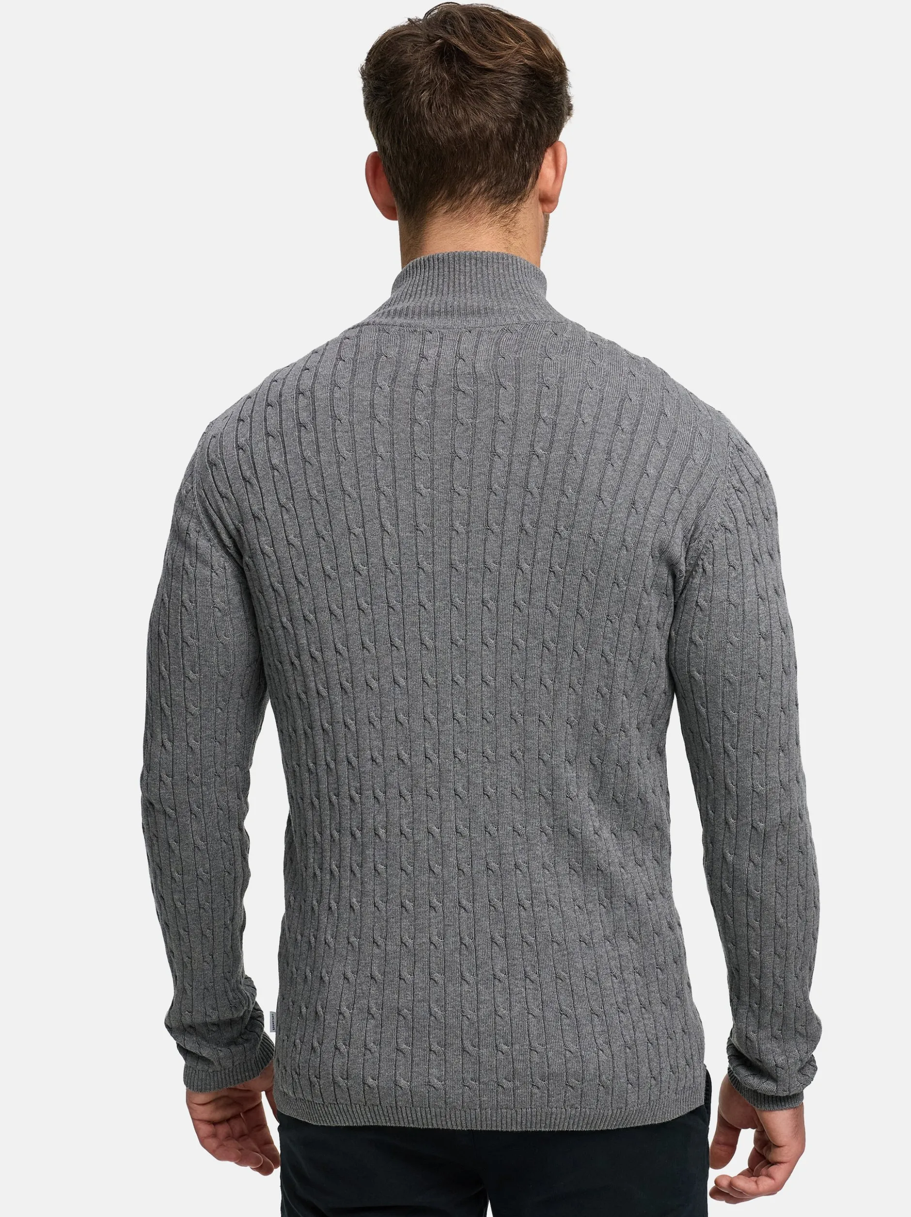 Kronstadt Herren Strickjacke - KSCable Zip in hellgrau