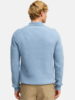 Kronstadt Herren Strickpullover - KSDorsey half zip knit in hellblau blau