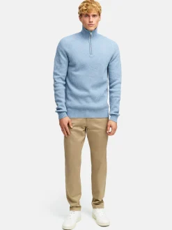 Kronstadt Herren Strickpullover - KSDorsey half zip knit in hellblau blau