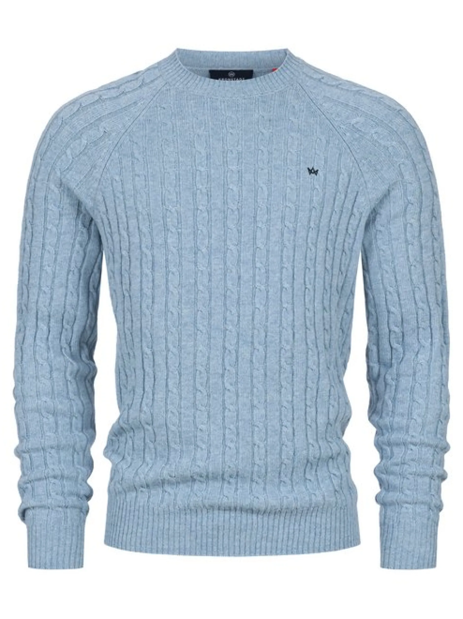 Kronstadt Herren Strickpullover - KSFlynn cabel crew neck knit in hellblau blau