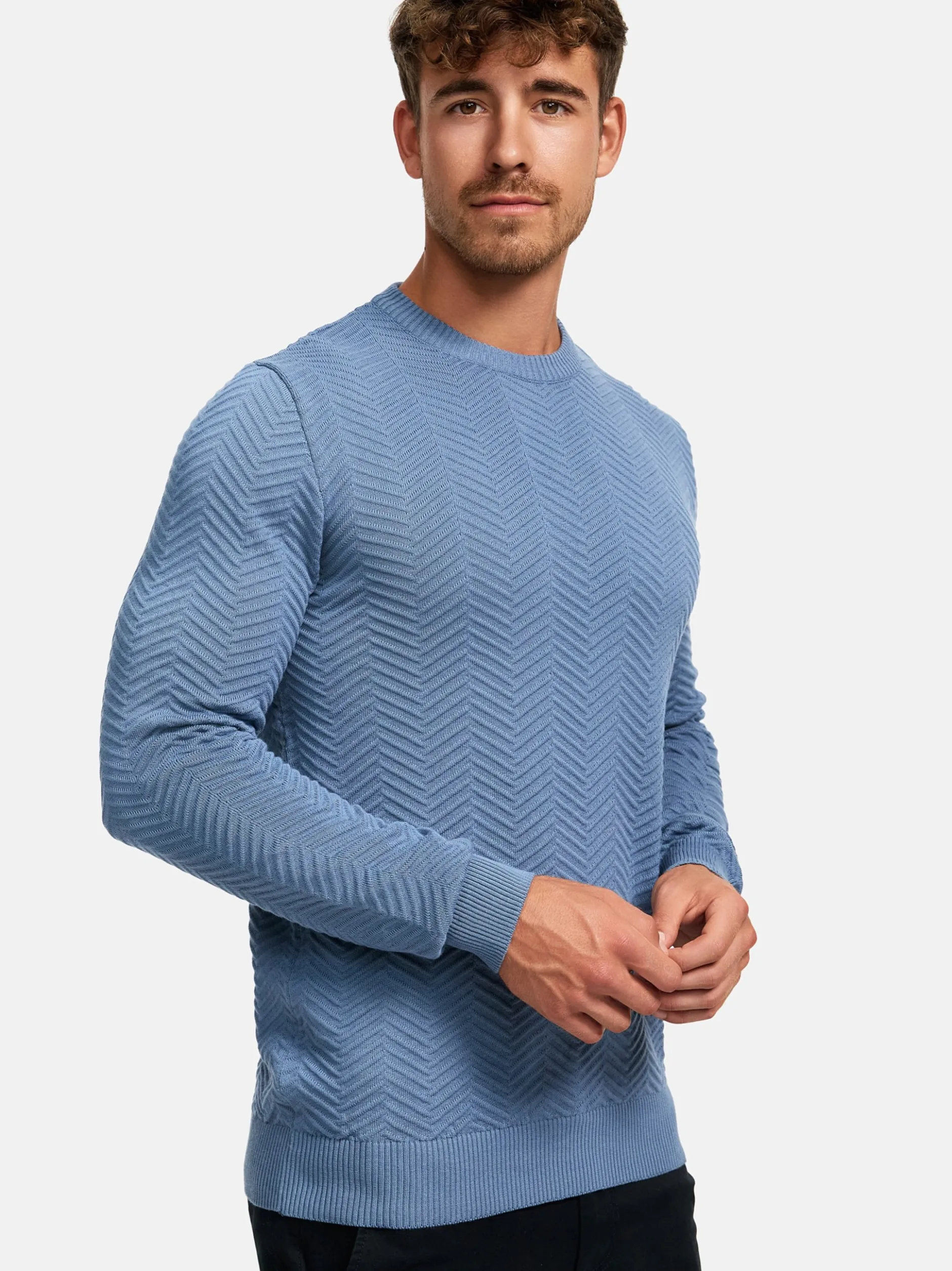 Kronstadt Herren Strickpullover - KSCarlo in aqua blau