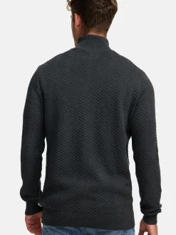 Kronstadt Herren Strickpullover - KSCarlo Half-Zip in anthrazit