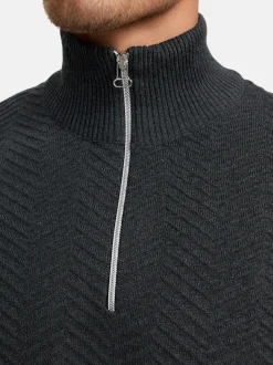 Kronstadt Herren Strickpullover - KSCarlo Half-Zip in anthrazit