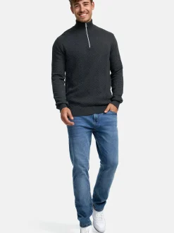 Kronstadt Herren Strickpullover - KSCarlo Half-Zip in anthrazit