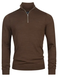 Kronstadt Herren Strickpullover - KSJohannes merino half zip knit in mehrfarbig braun