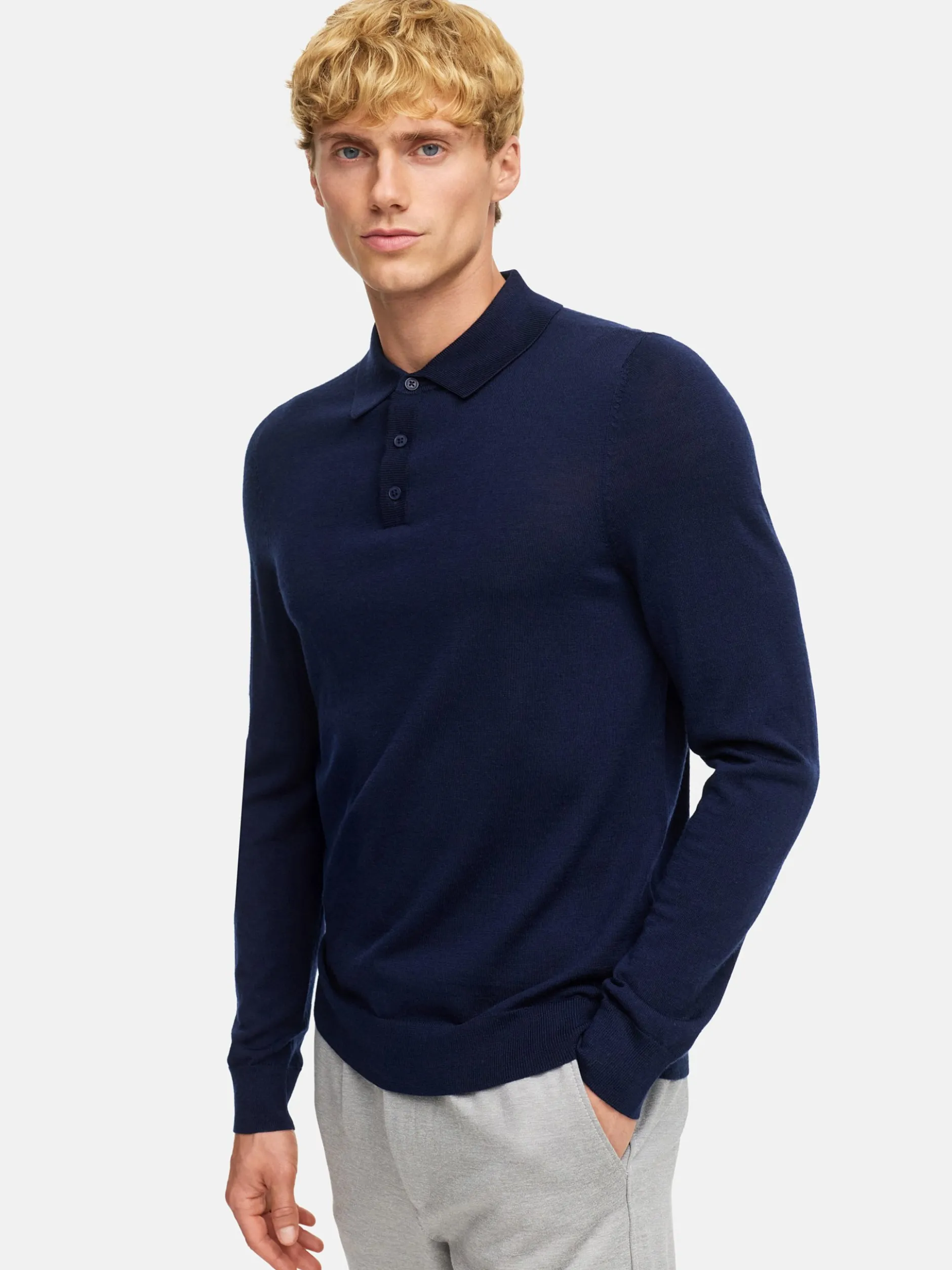 Kronstadt Herren Strickpullover - KSJohannes merino polo knit in blau