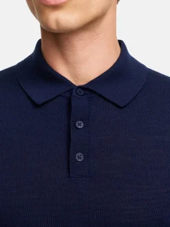 Kronstadt Herren Strickpullover - KSJohannes merino polo knit in blau