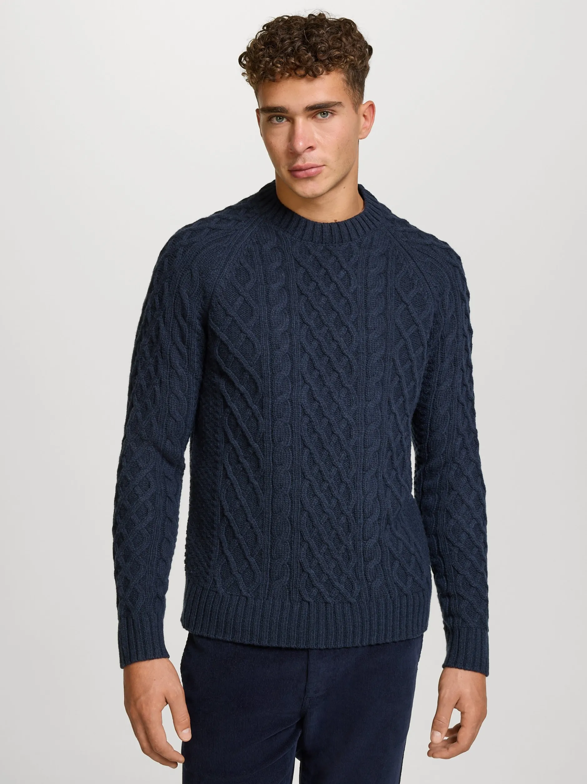 Kronstadt Herren Strickpullover - KSWard crew neck knit in blau