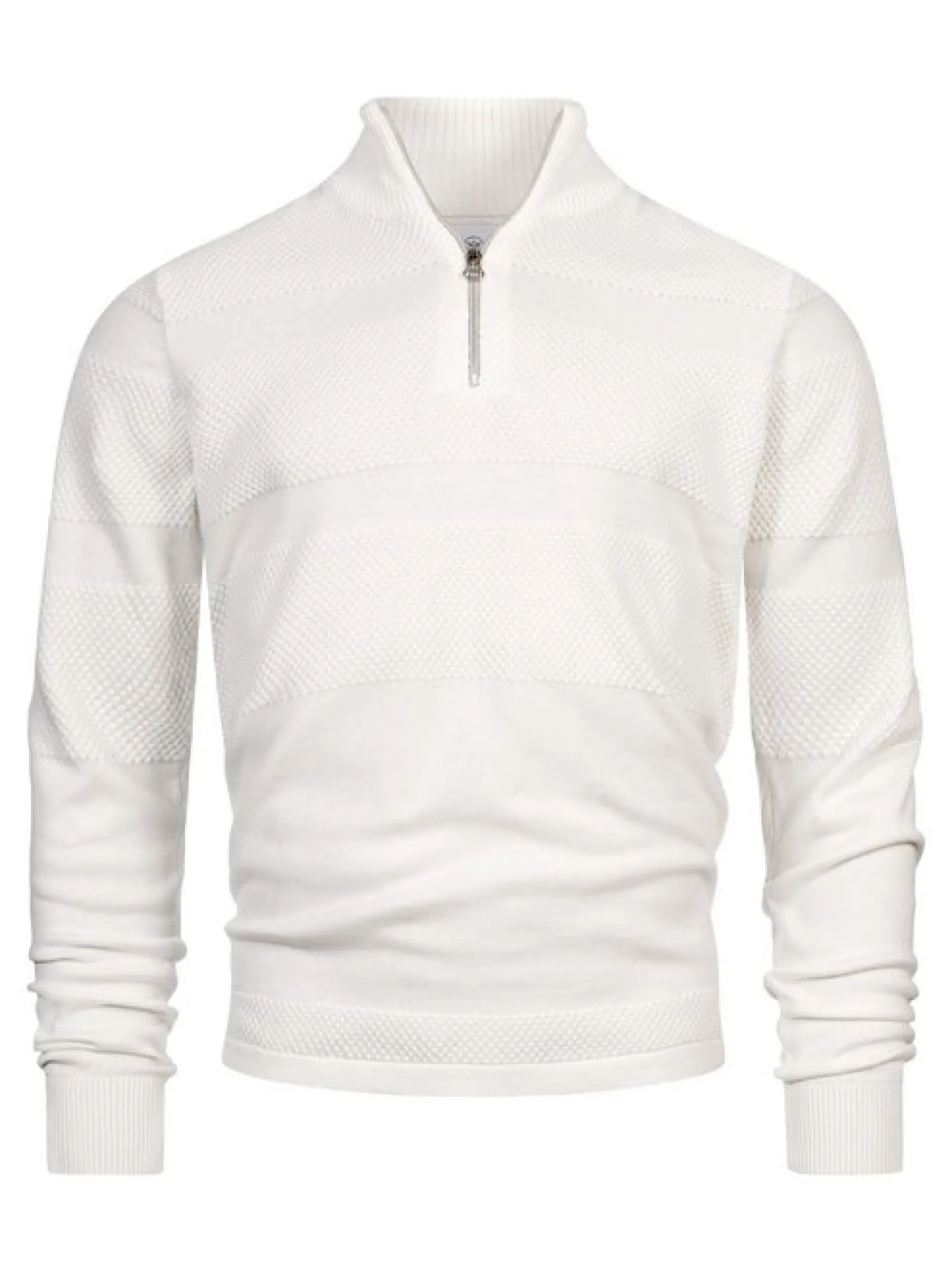 Kronstadt Herren Strickpullover - KSHannes Half-Zip in weiß