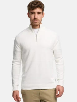 Kronstadt Herren Strickpullover - KSHannes Half-Zip in weiß