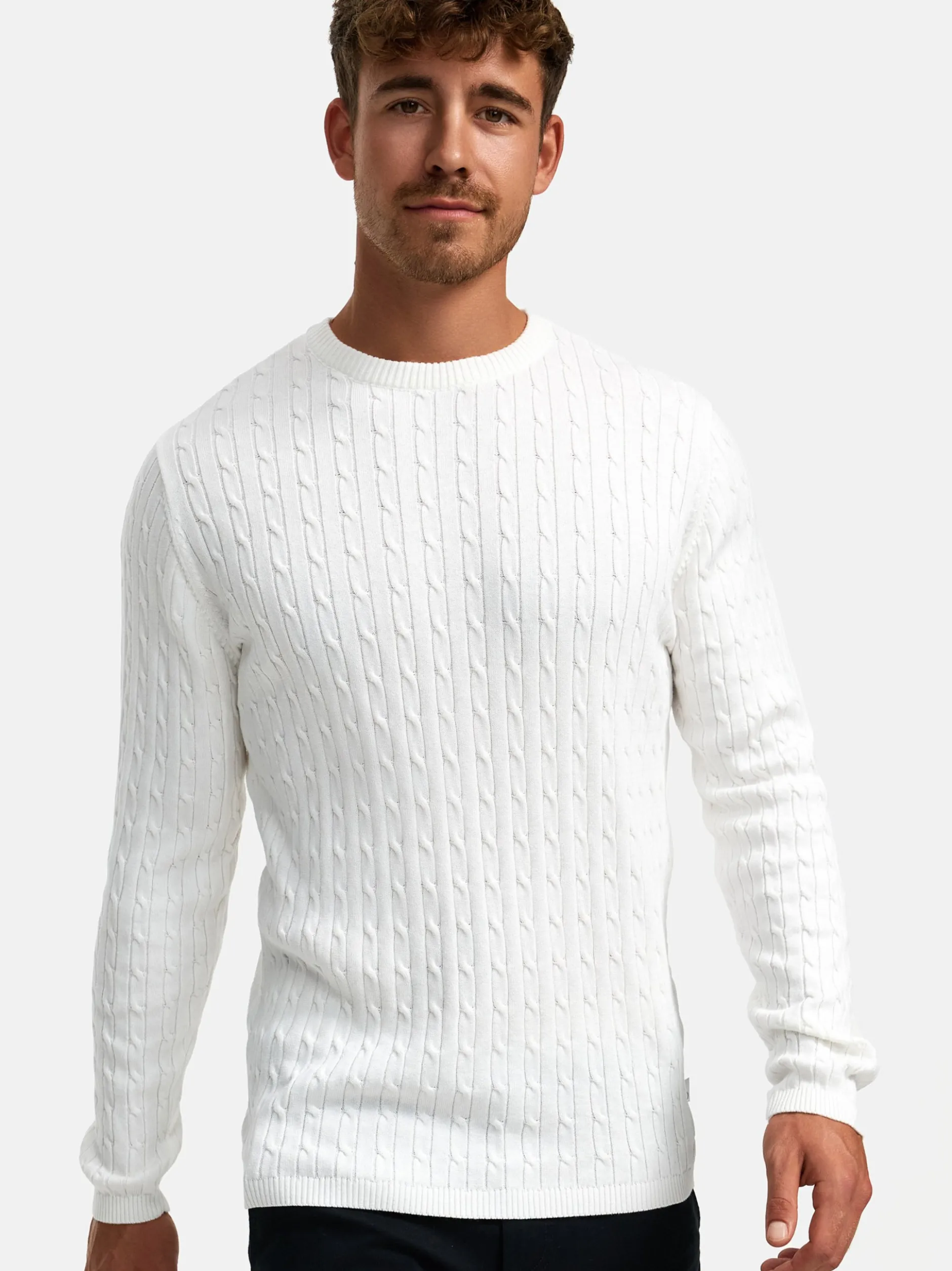 Kronstadt Herren Strickpullover - KSCable in weiß