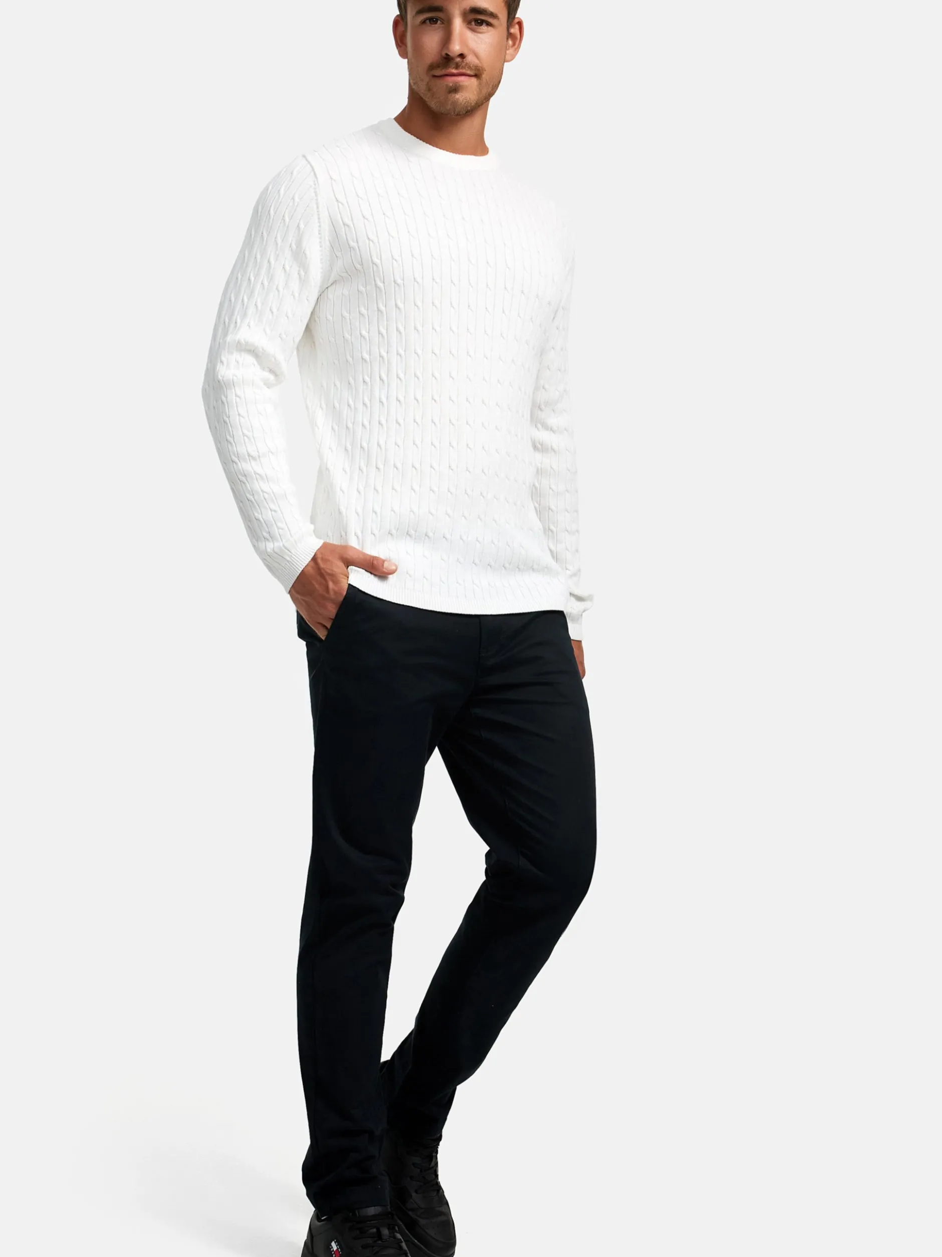 Kronstadt Herren Strickpullover - KSCable in weiß