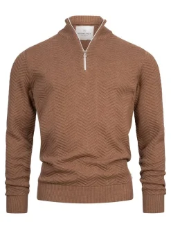 Kronstadt Herren Strickpullover - KSCarlo Half-Zip in braun