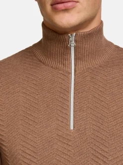 Kronstadt Herren Strickpullover - KSCarlo Half-Zip in braun