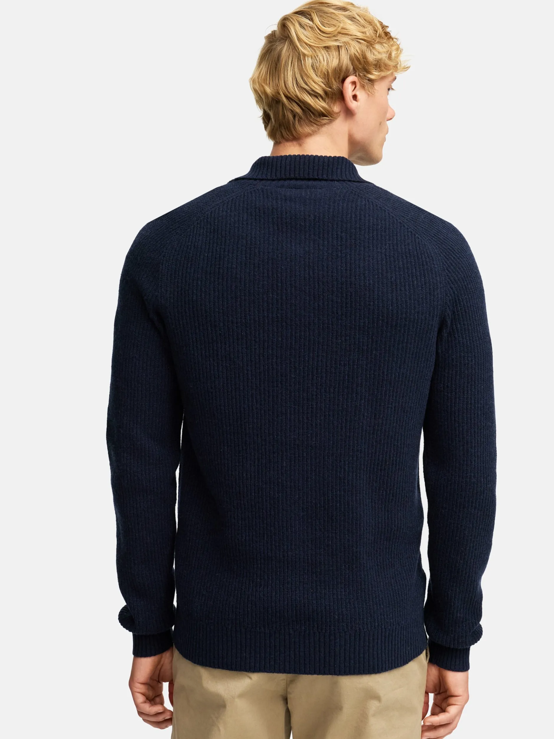 Kronstadt Herren Strickpullover - KSDorsey half zip knit in blau